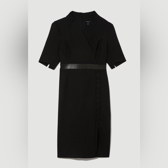Karen Millen Plus Size Structured Crepe Lace Up Forever Midi Dress Size - Picture 7 of 8